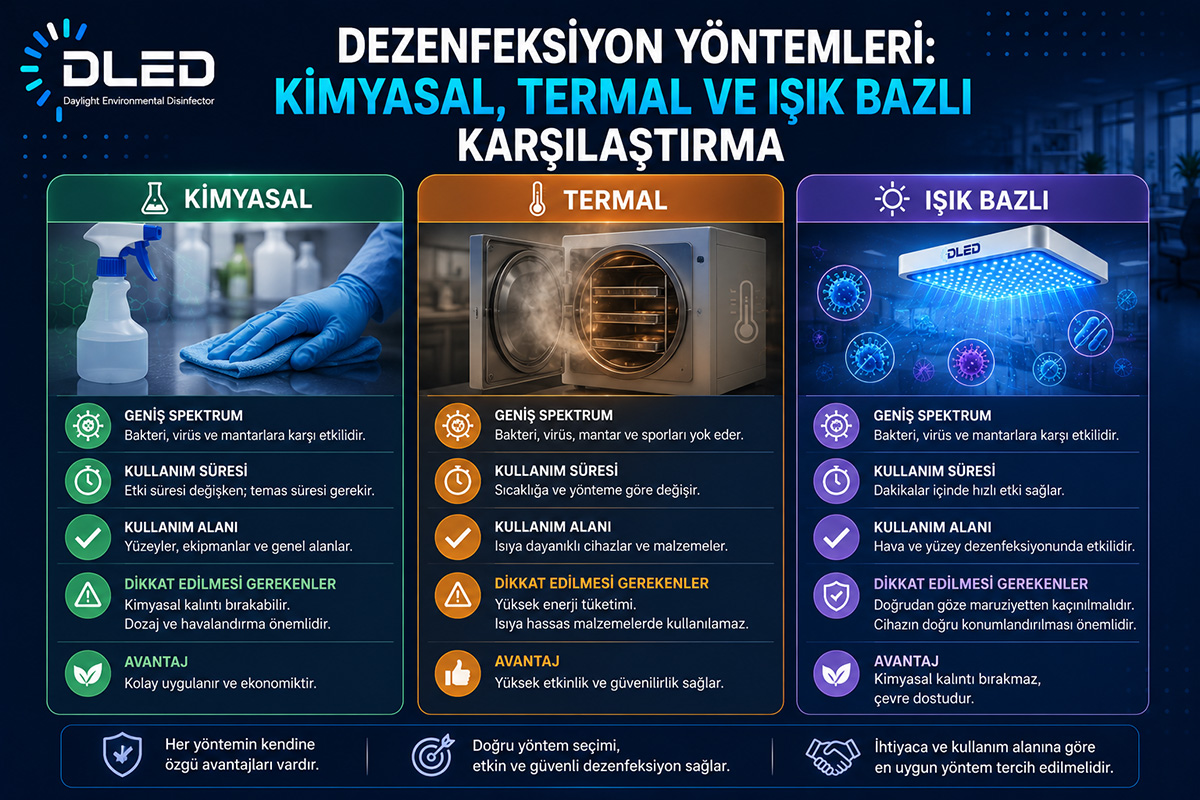 Dezenfeksiyon Yöntemleri: Kimyasal, Termal ve Işık Bazlı Karşılaştırma